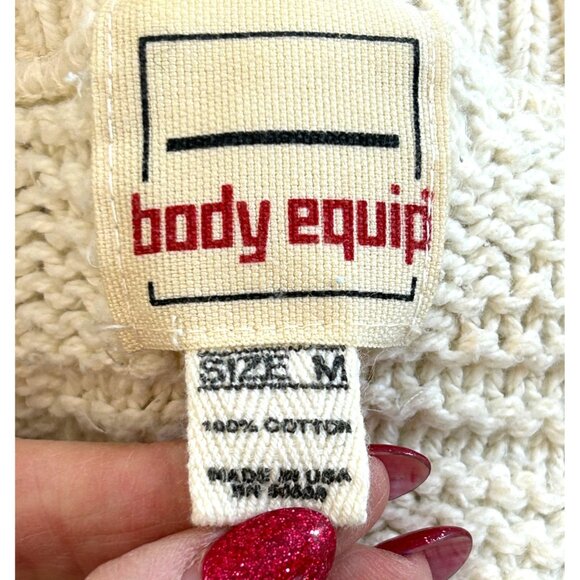 Body Equip Men’s Sweater Vtg M Cream Textured Geometric Pattern Pullover USA - Picture 4 of 16